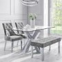 Mirrored Dining Table with 2 Grey Velvet Knocker Back Chairs & Matching Bench - Jade Boutique