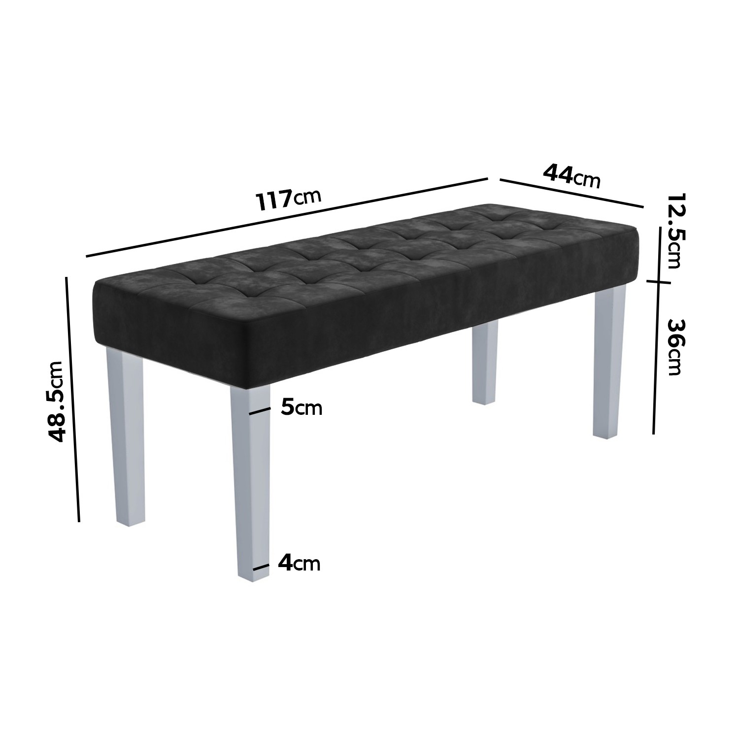 Glass Rectangle Dining Table with 2 Charcoal Velvet Dining Benches