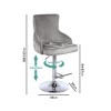 Set of 2 Light Grey Velvet Bar Stools - Height Adjustable - Jade Boutique