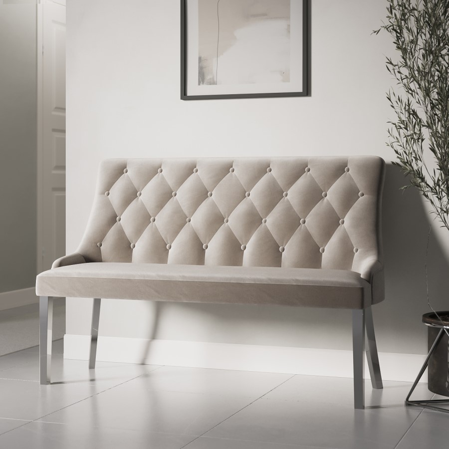 Mink Velvet Hallway Bench with Back - Jade Boutique