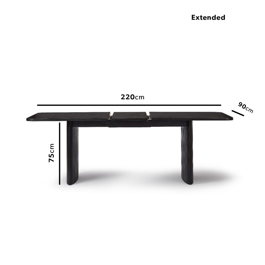 Black Oak Extendable Dining Table Set with 4 Beige Fabric Chairs & 1 Bench - Seats 6 - Jarel
