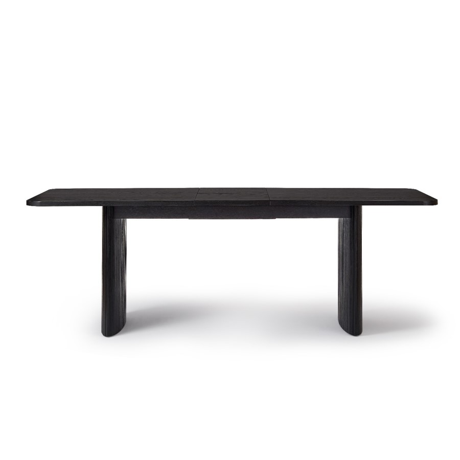 Black Oak Extendable Dining Table Set with 4 Beige Fabric Chairs & 1 Bench - Seats 6 - Jarel