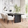 Black Oak Extendable Dining Table Set with 6 Cream Boucle Chairs - Seats 6 - Jarel