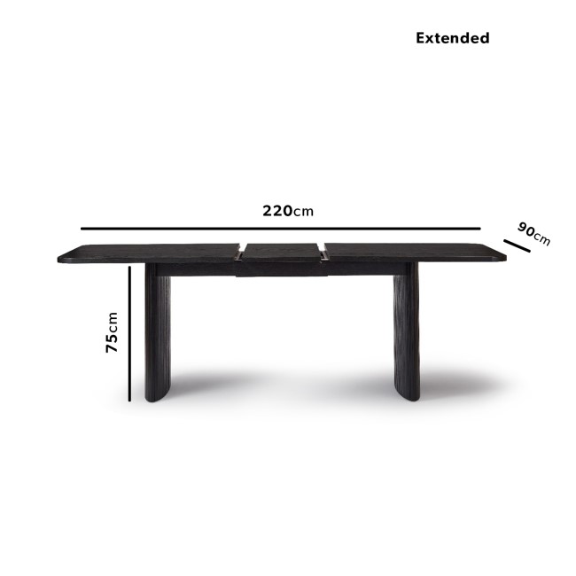 Black Oak Extendable Dining Table Set with 6 Cream Boucle Chairs - Seats 6 - Jarel