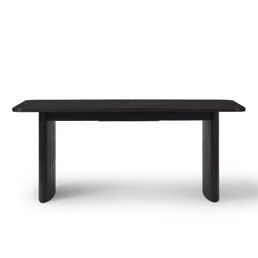 Black Oak Extendable Dining Table Set with 6 Black Spindle Back Chairs - Seats 6 - Jarel