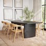 Extendable Black Rectangle Dining Table with 6 Solid Oak Curved Dining Chairs - Jarel