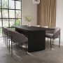 Black Oak Extendable Dining Table Set with 6 Taupe Bloucle Chairs - Jarell