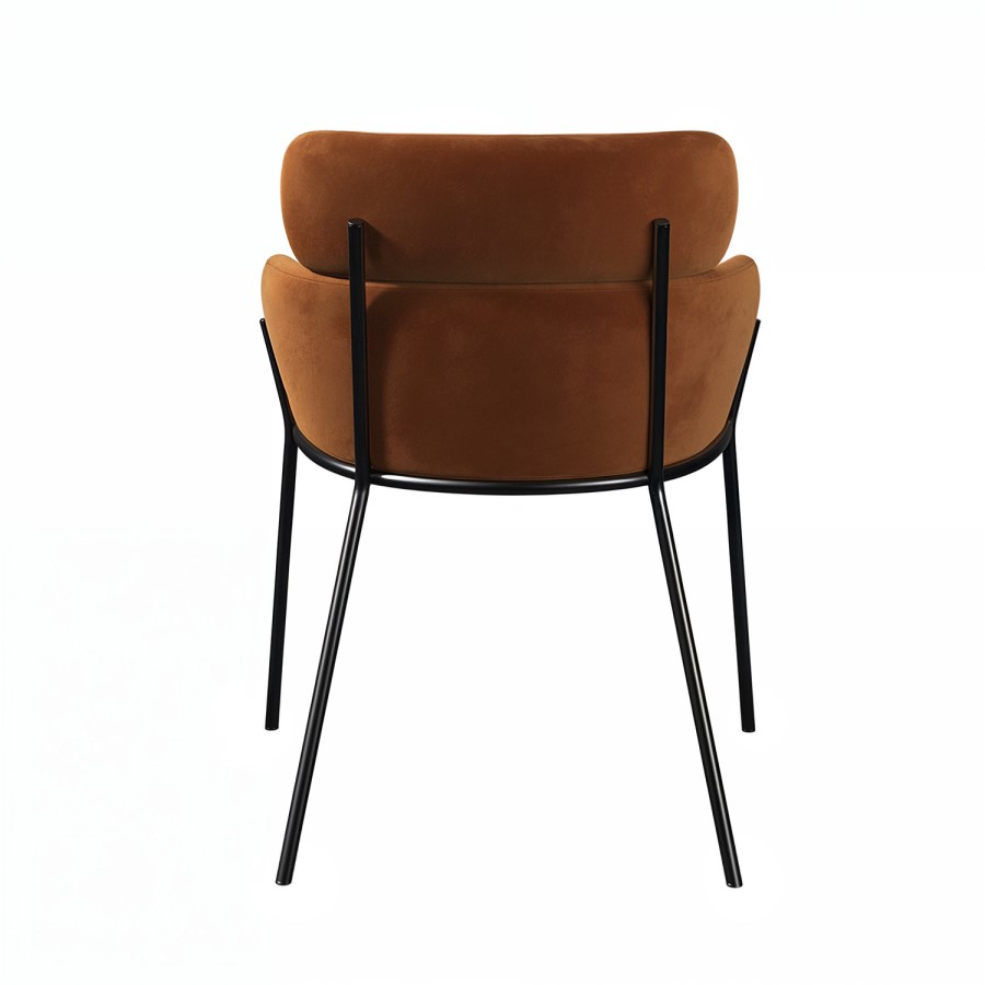 ALMOST PERFECT - Set of 2 Burnt Orange Velvet Curved Dining Chairs - Isla