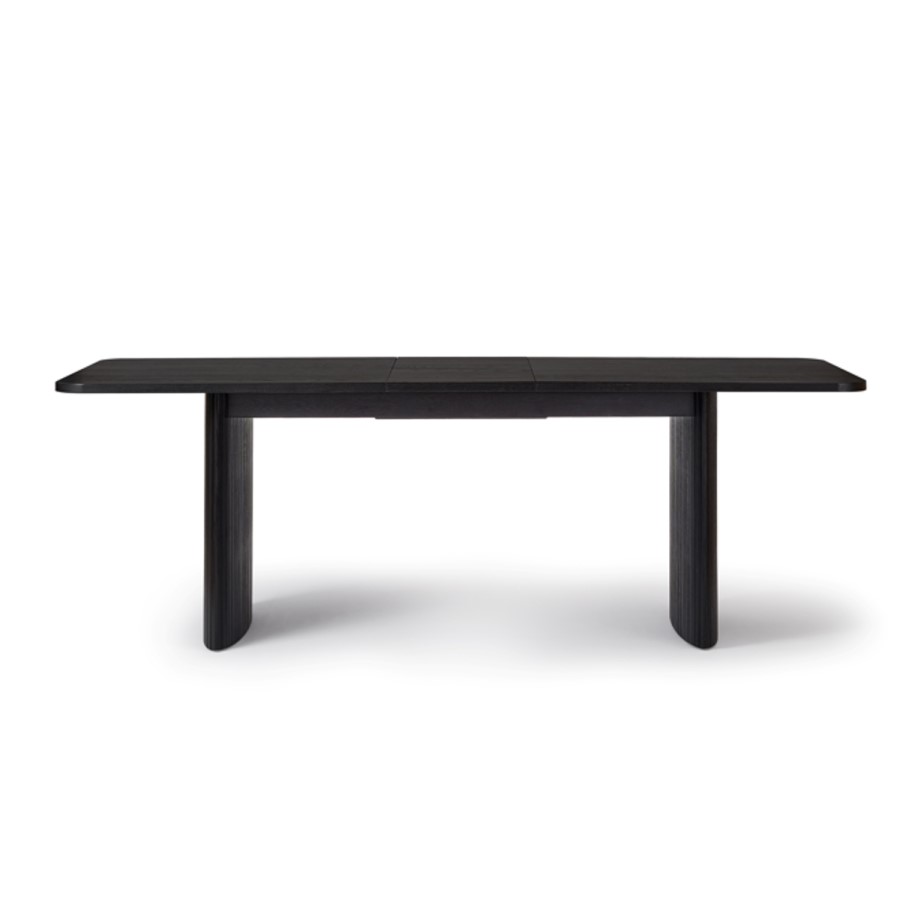 ONLY OPENED - Black Oak Extendable Dining Table - Seats 8 - Jarel