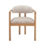 ONLY OPENED - Beige Printed Upholstered Dining Chair with Solid Wood Exposed Back - Darla