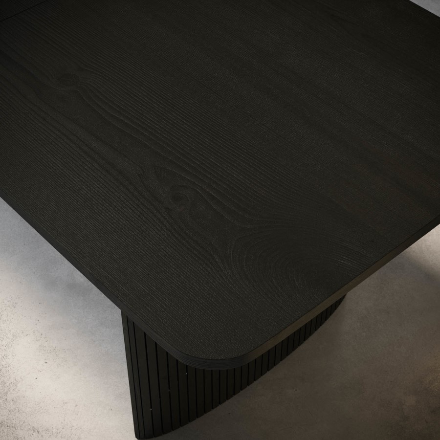 ALMOST PERFECT - Large Black Oak Extendable Dining Table - Seats 6-8 - Jarel