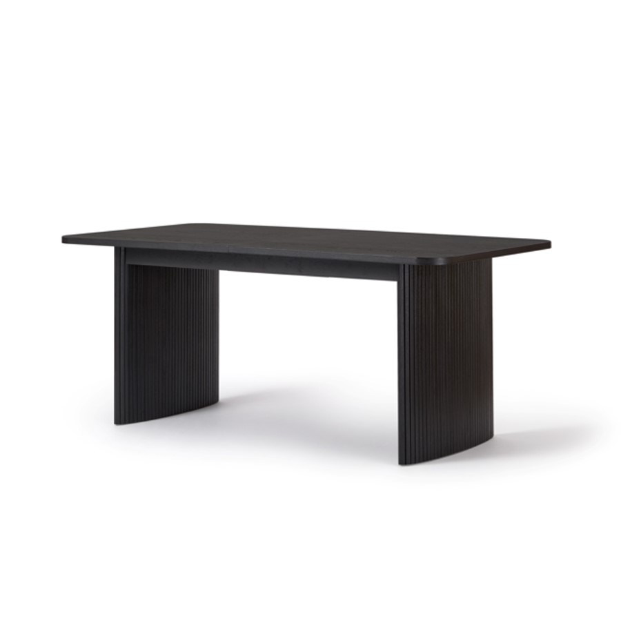 ALMOST PERFECT - Large Black Oak Extendable Dining Table - Seats 6-8 - Jarel