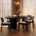 BUN/JAR007A/99263 Black Oak Extendable Dining Table with 6 Mink Velvet Wooden Dining Chairs - Jare