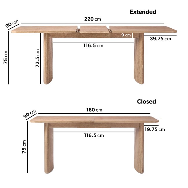 Oak Extendable Dining Table Set with 4 Beige Upholstered Chairs & 1 Oak Bench - Seats 6 - Jarel