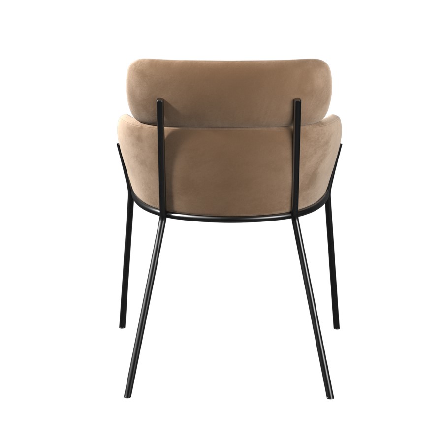 Set of 4 Beige Velvet Curved Dining Chairs - Isla