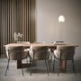 Oak Extendable Dining Table Set with 6 Beige Velvet Chairs - Seats 6 - Jarel