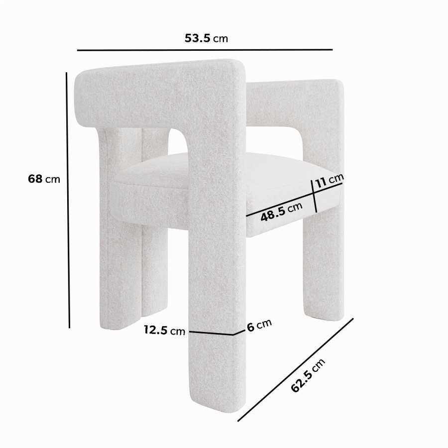 Cream Boucle Curved Dressing Table Chairr - Kirra