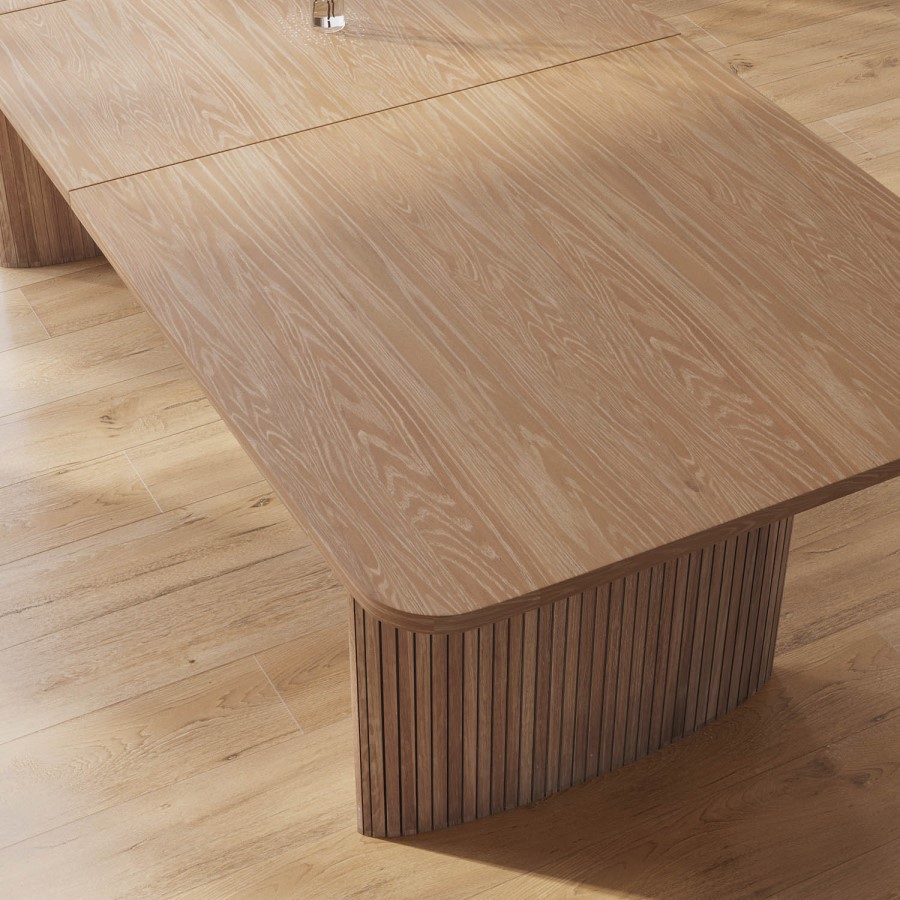 ONLY OPENED - Large Light Oak Extendable Dining Table - Seats 6 - 8 - Jarel