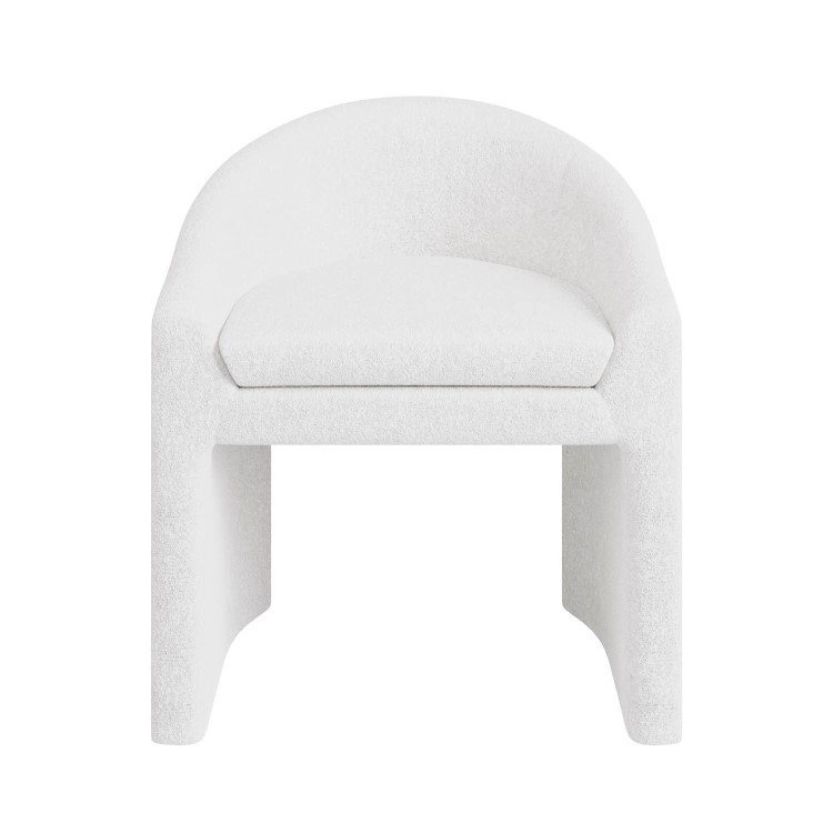 Set of 2 Upholstered White Boucle Curved Tub Dining Chairs - Kelsey