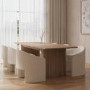 Light Oak Extendable Dining Table and 6 Ivory boucle Curved Tub Dining Chairs - Jarel