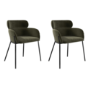 Set of 2 Green Velvet Curved Dining Chairs - Isla