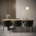 BUN/JAR008A/96321 Large Rectangular Light Oak Extendable Dining Table Set with 6 Khaki Green Velvet Chairs - Seats 6 - Jarel