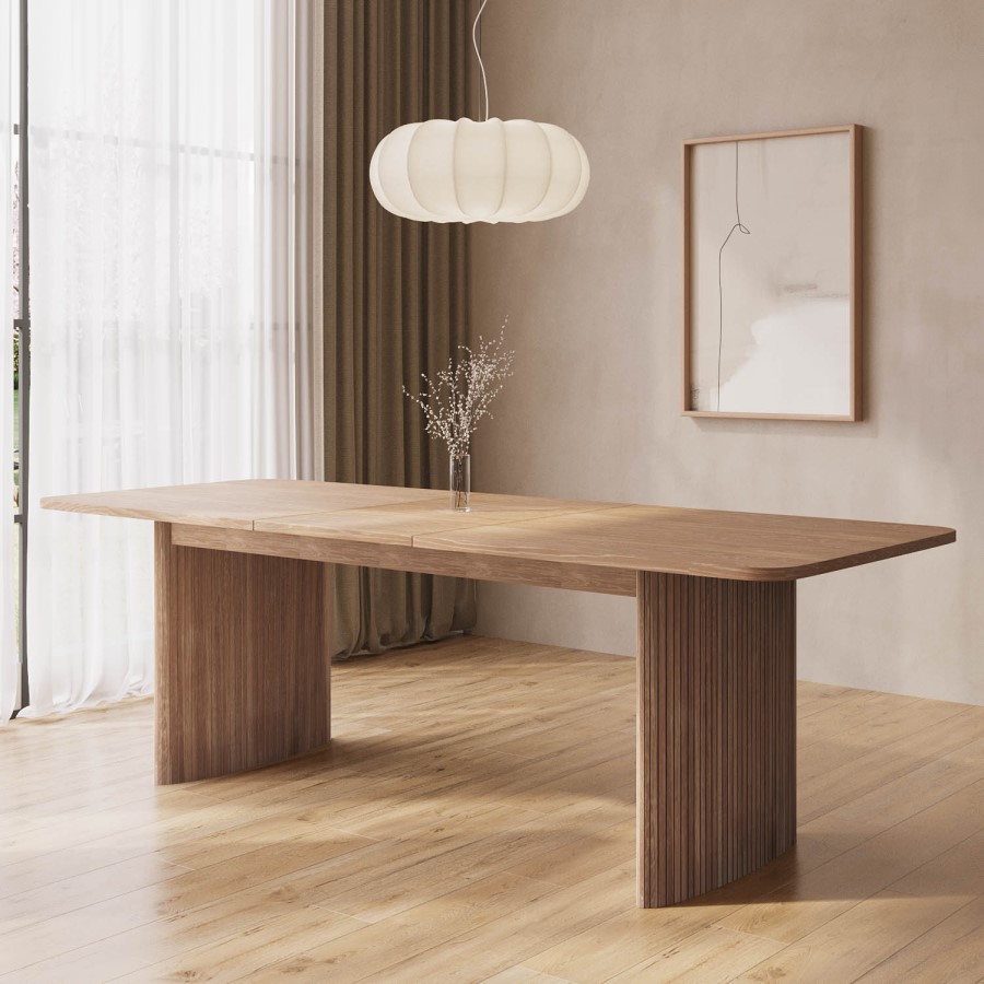 ONLY OPENED - Large Light Oak Extendable Dining Table - Seats 6 - 8 - Jarel