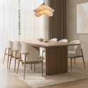 BUN/JAR008B/102076 Large Rectangular Oak Extendable Dining Table Set with 6 Beige Upholstered Chairs - Seats 6 - Jarel