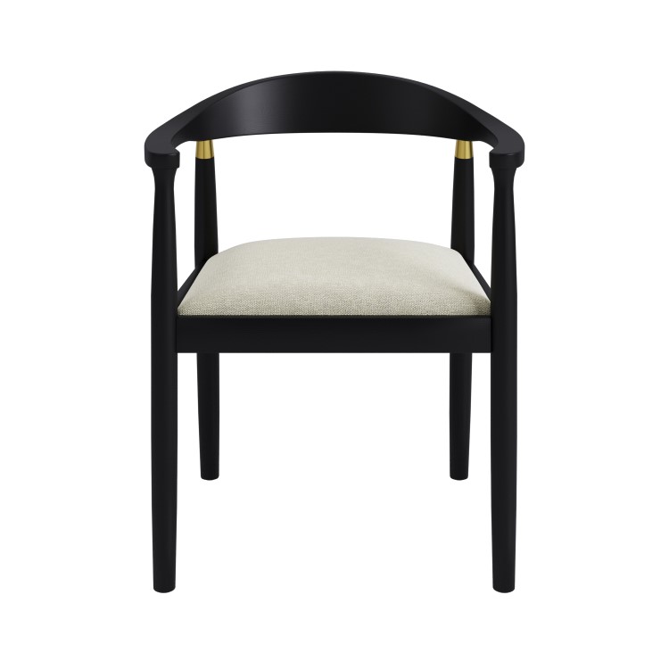 Brass Detail Black Carver Dining Chair - Anders