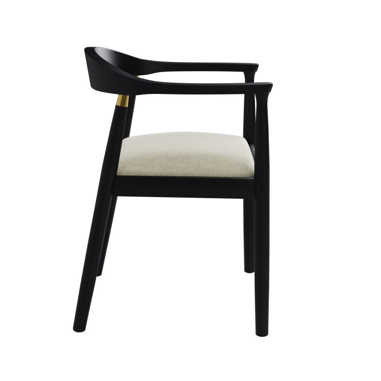 Brass Detail Black Carver Dining Chair - Anders