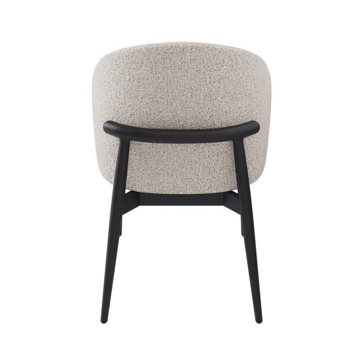 Cream and Black Upholstered Curved Dining Chair with Wooden Exposed Back - Kori