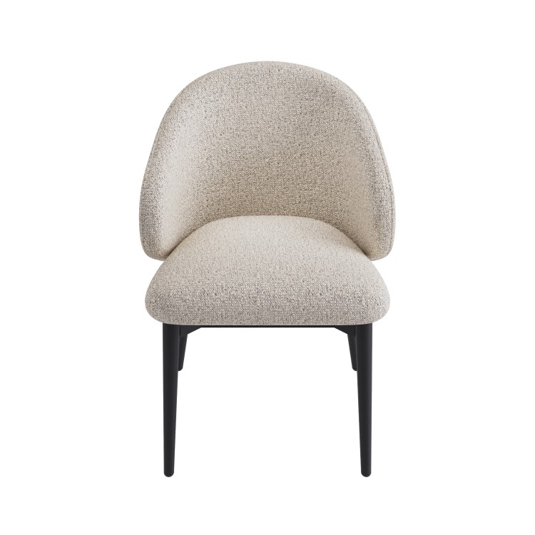 Cream and Black Upholstered Curved Dining Chair with Wooden Exposed Back - Kori