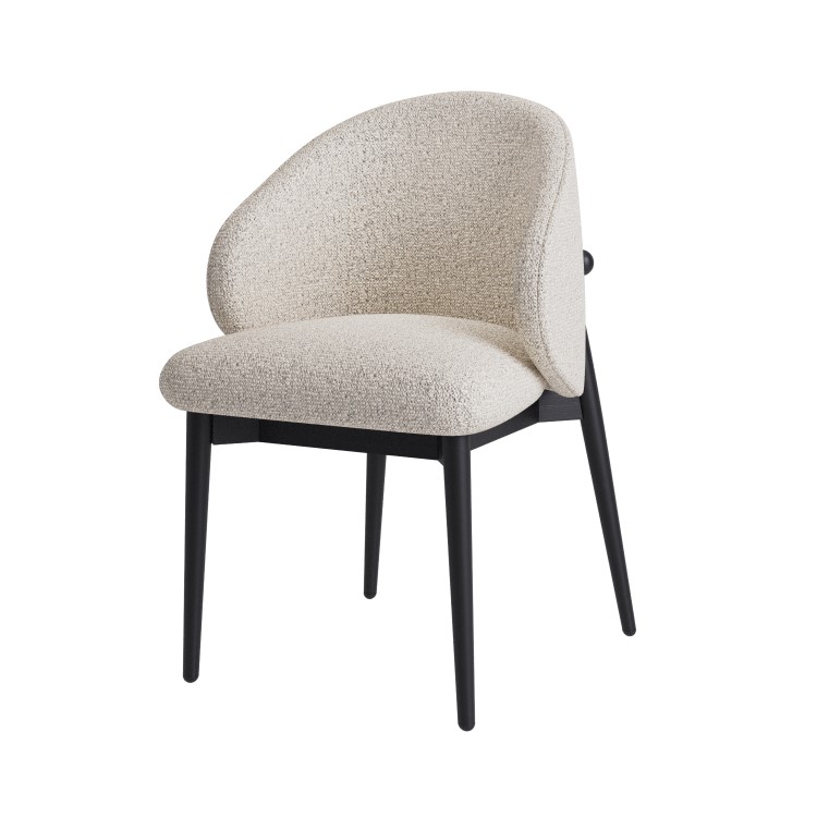 Cream and Black Upholstered Curved Dining Chair with Wooden Exposed Back - Kori