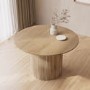 Round Light Oak Dining Table Set with 4 Upholstered Mink Velvet Curved Chairs - Seats 4 - Jarel