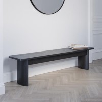 Large Black Oak Hallway Bench with Fluted Legs  -  180cm  -  Seats 3  -  Jarel Large Black Oak Hallway Bench with Fluted Legs  -  180cm  -  Seats 3  -  Jarel
