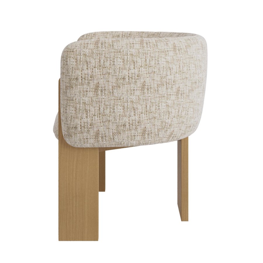 Beige Textured Fabric Curved Armchair – Jordyn 
