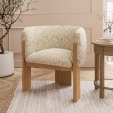 BUN/JDN001/96332 Beige Textured Fabric Curved Accent Chair - Jordyn