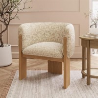 Beige Textured Fabric Curved Accent Chair - Jordyn