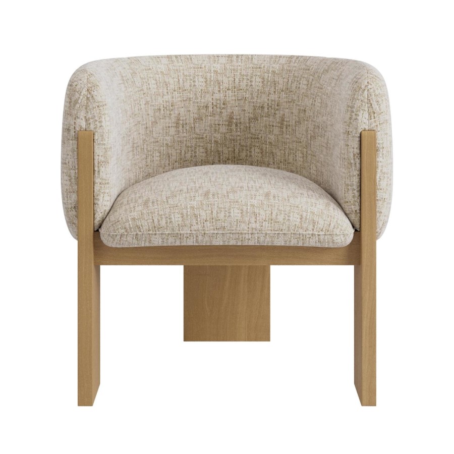 Beige Textured Fabric Curved Armchair – Jordyn 