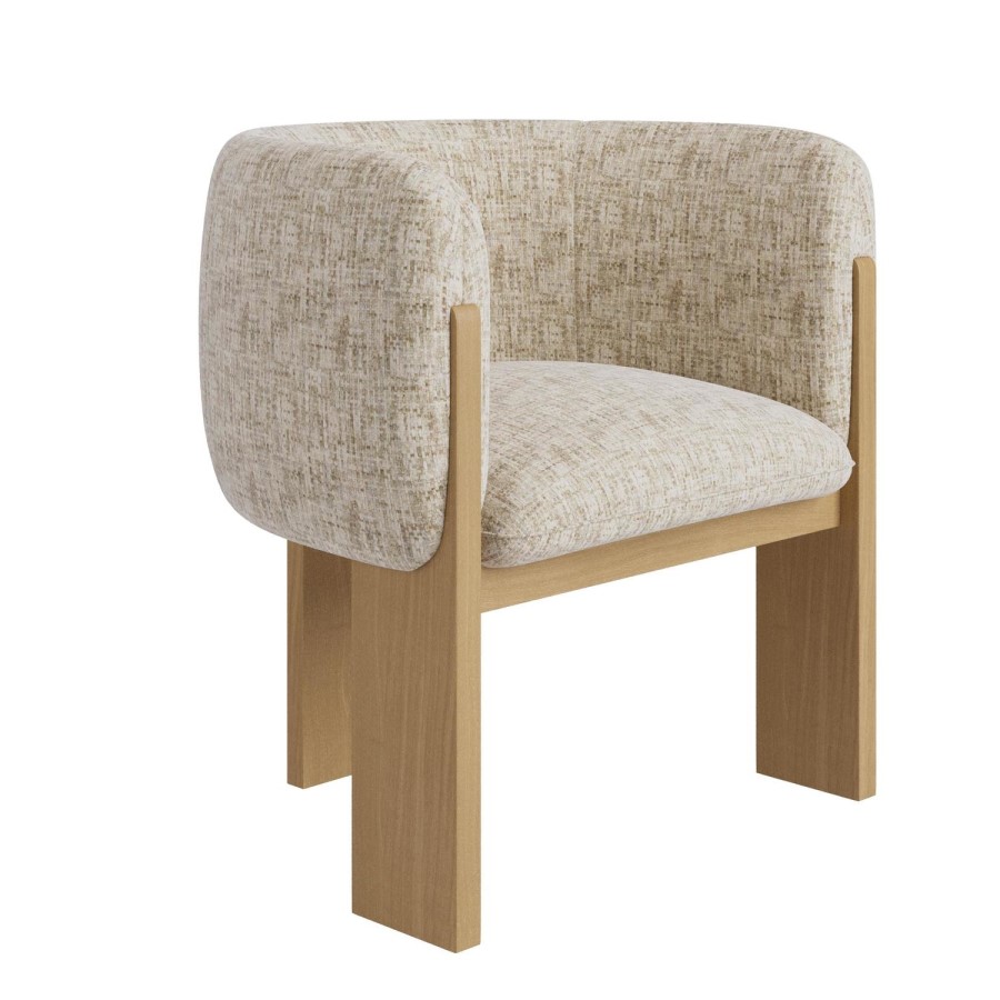 Beige Textured Fabric Curved Armchair – Jordyn 