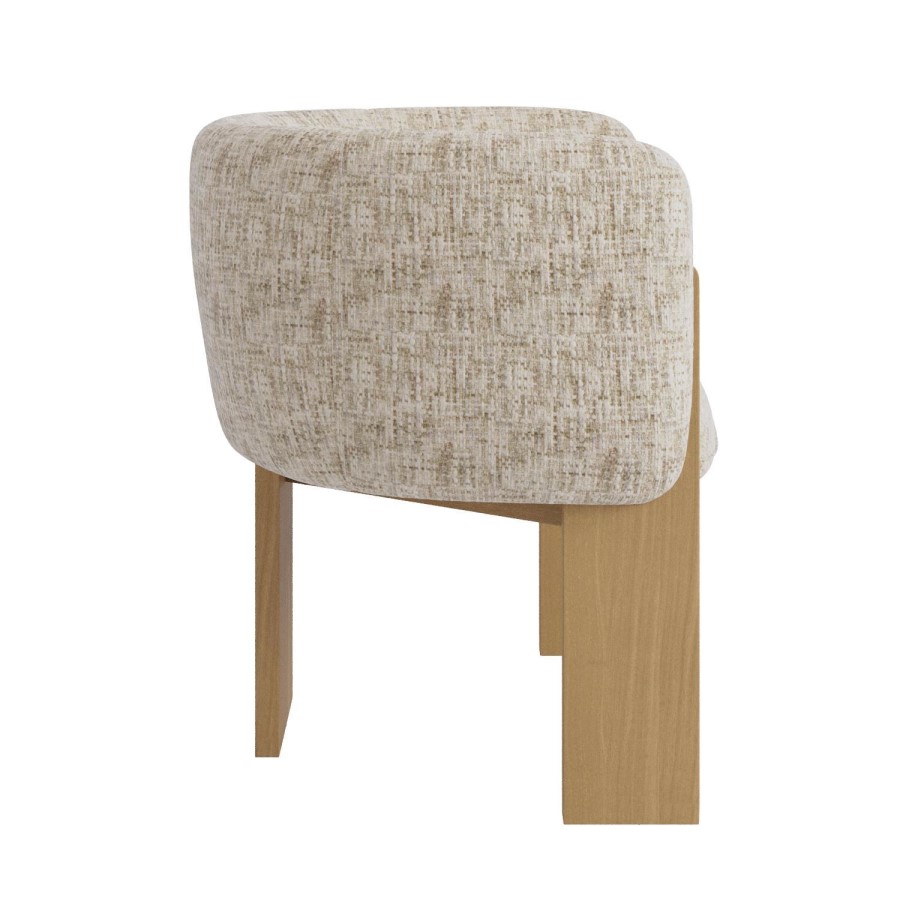 Beige Textured Fabric Curved Armchair – Jordyn 