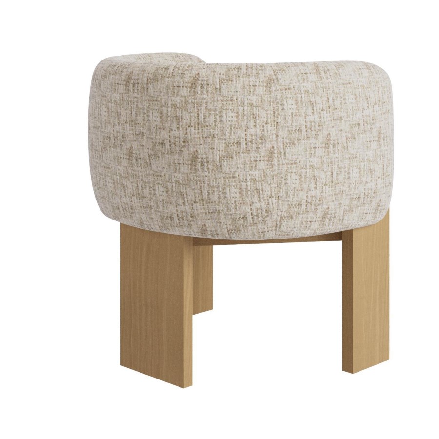 Beige Textured Fabric Curved Armchair – Jordyn 