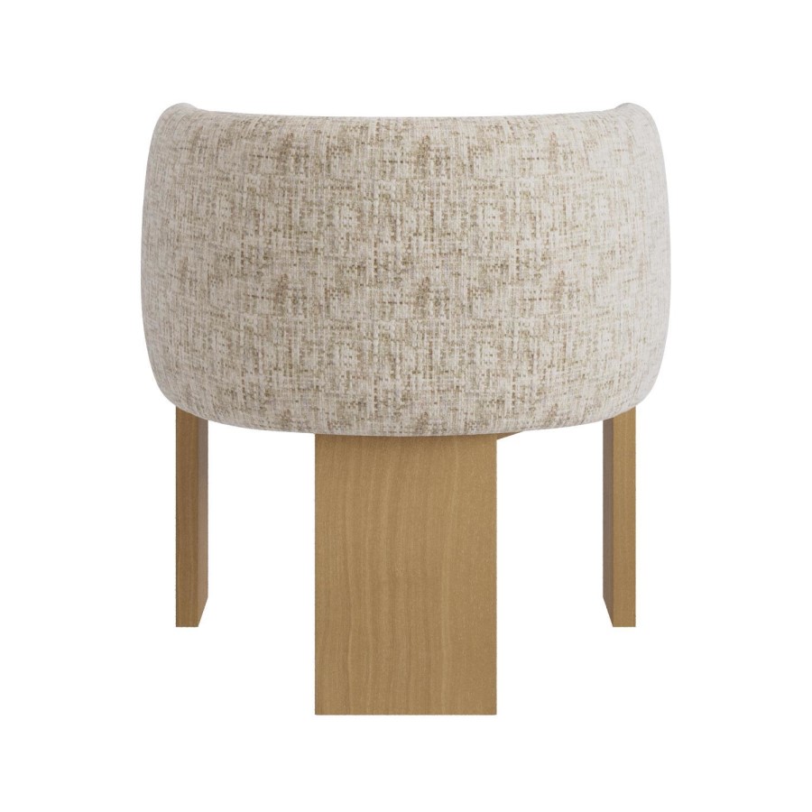 Beige Textured Fabric Curved Armchair – Jordyn 