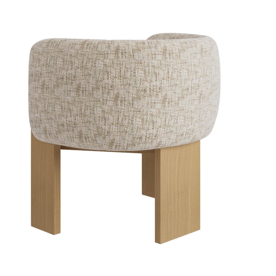 Beige Textured Fabric Curved Armchair – Jordyn 