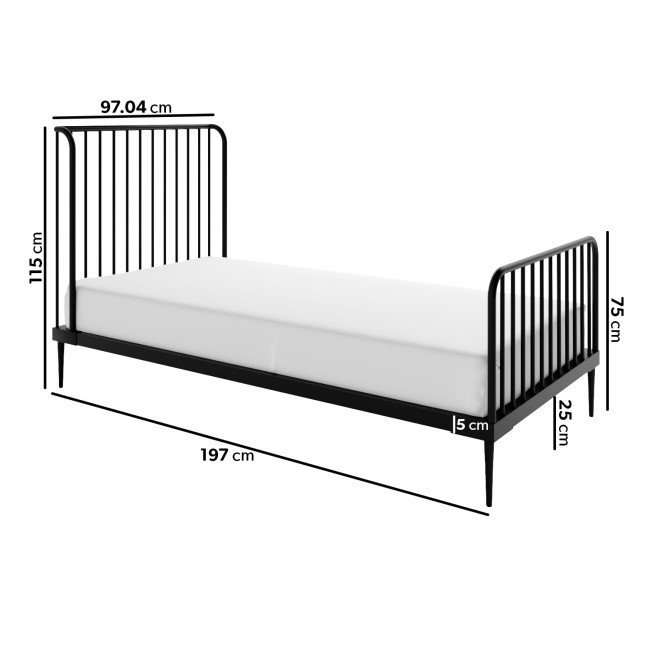 Single Black Metal Bed Frame - Jackson