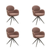 Set of 4 Rust Boucle Swivel Dining Chairs - Joelle