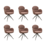 Set of 6 Rust Boucle Swivel Dining Chairs - Joelle