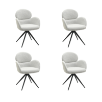 Set of 4 Beige Boucle Swivel Dining Chairs - Joelle