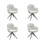 Set of 4 Beige Boucle Swivel Dining Chairs - Joelle