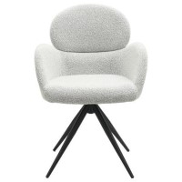 Set of 2 Beige Boucle Swivel Dining Chairs - Joelle